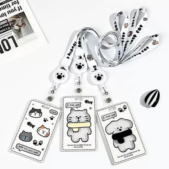  Dây đeo thẻ nhựa trong thú đeo khăn 