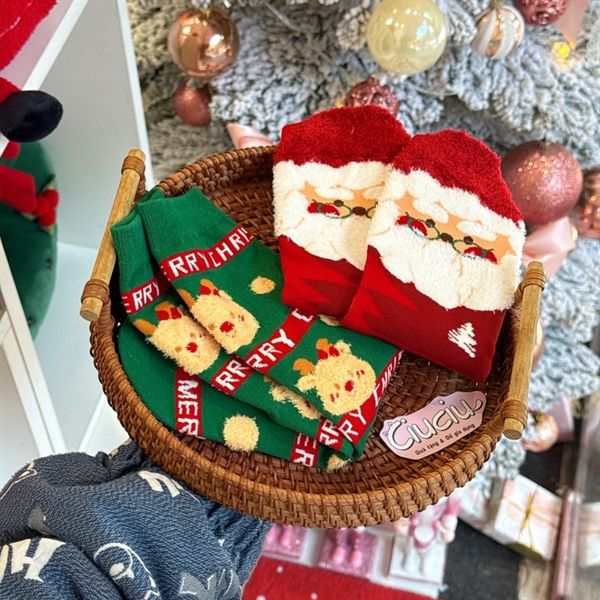  Tất Giáng Sinh mix lông nhung 