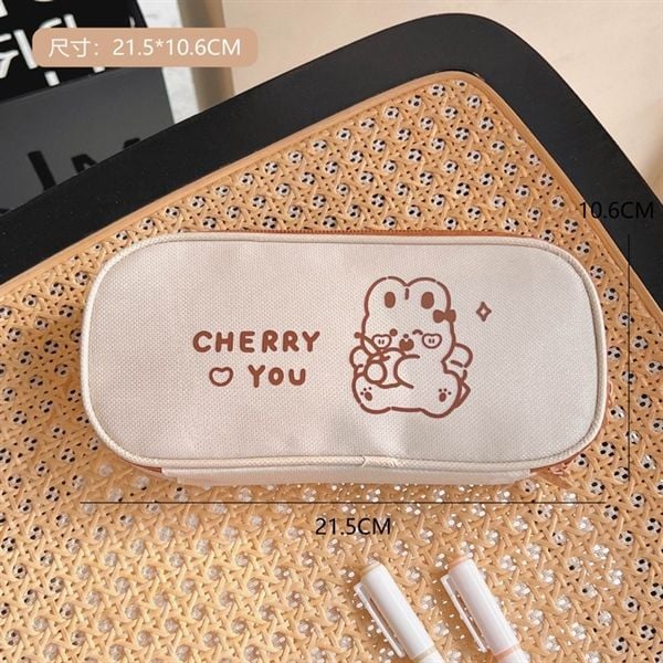  Hộp bút be viền nâu 