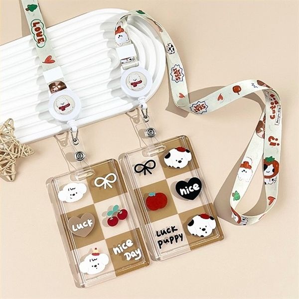  Dây đeo thẻ nhựa trong cún 6 ô 