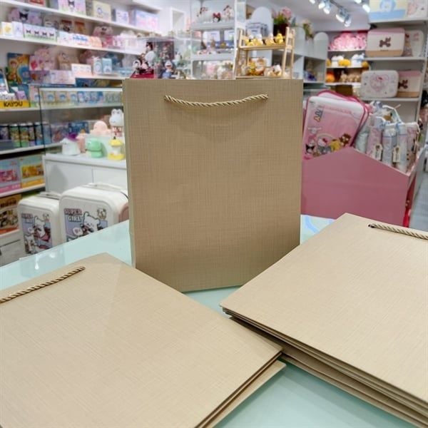  Túi quà kẻ vân be 21x25x10,5cm 