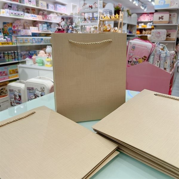  Túi quà kẻ vân be 21x25x10,5cm 