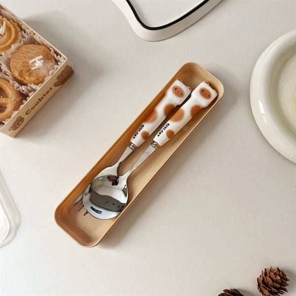  Set thìa dĩa mèo vuông 