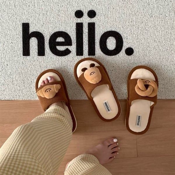  Dép bông quai ngang bánh sừng bò 