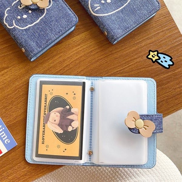  Ví kẹp thẻ da giả bò 