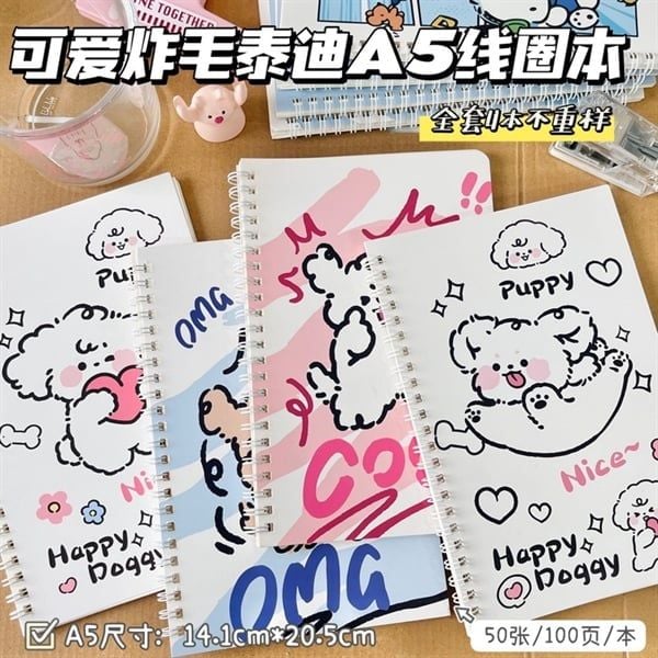  Sổ lò xo cún biểu cảm A5 