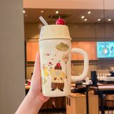  Cốc dài dễ thương nắp cherry 530ml 