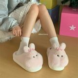  Dép lông thỏ má béo nơ caro 