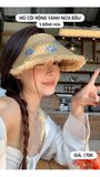  Mũ cói rộng vành nửa đầu 5 bông hoa 
