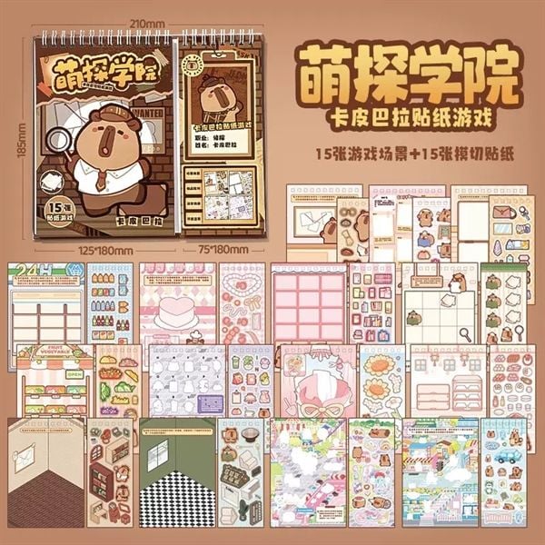  Sổ trò chơi Sticker 15 trang Capybara 