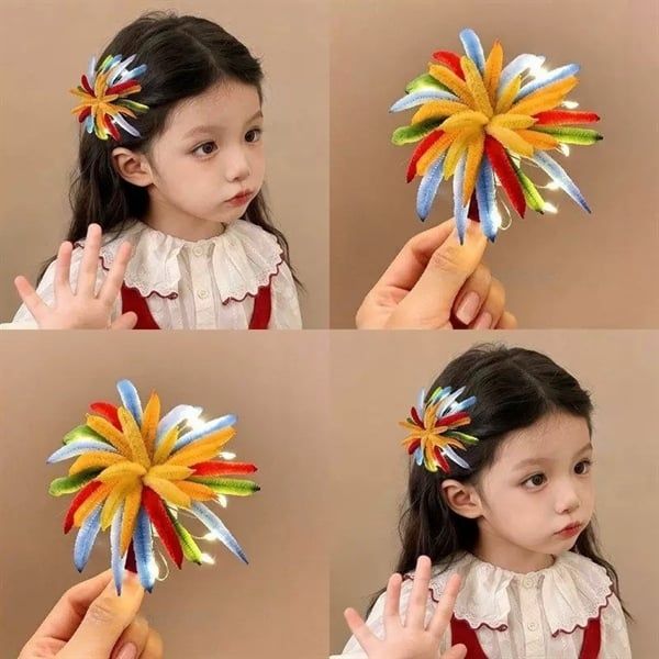  Kẹp tóc pháo hoa nhung có đèn 