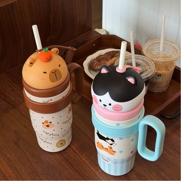  Cốc giữ nhiệt đầu 3D 800ml 