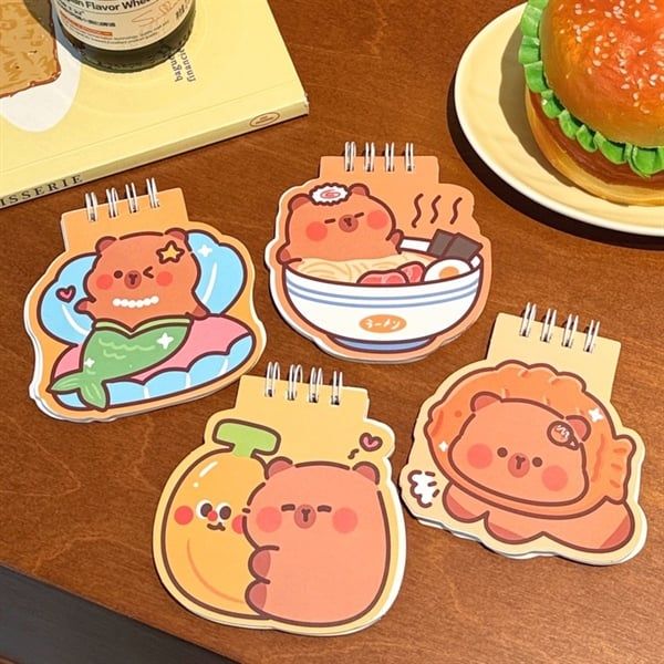  Sổ lò xo mini Capybara đồ ăn 