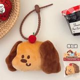  Móc khoá bông cún nâu đội táo 