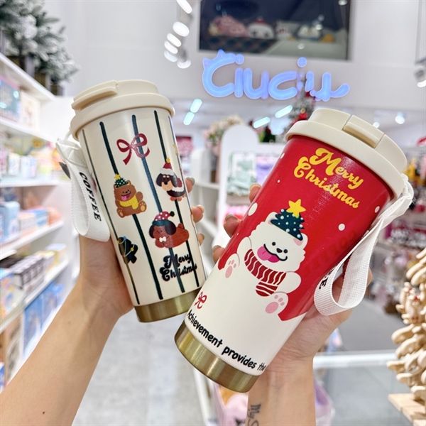  Cốc giữ nhiệt cún Giáng Sinh 520ml 
