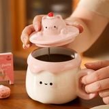  Cốc sứ thú pudding dâu 500ml 