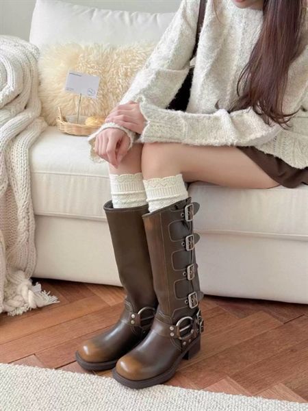  Tất YouJiaXiu len gân ziczac cao cổ 