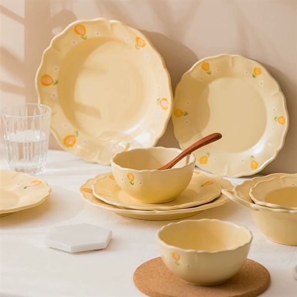  Set bát đĩa hoa vàng 