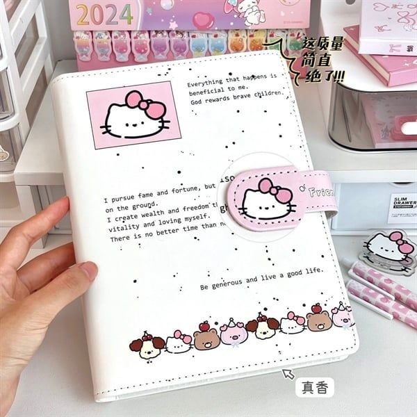  Sổ da Hello Kitty gáy lò xo A5 