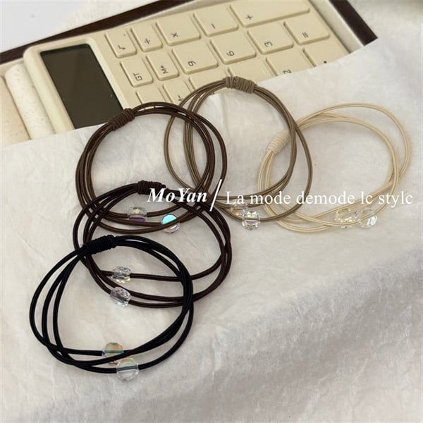  Chun buộc tóc 3 dây 2 đá trắng 