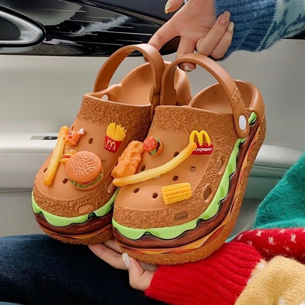  Dép cross Hamburger charm fastfood 