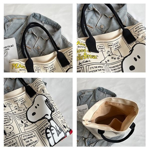  Túi tote cứng Snoopy trang truyện 