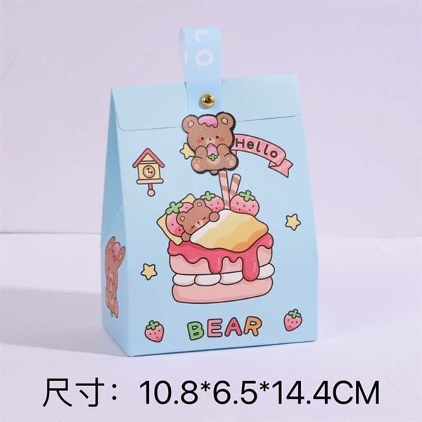  Túi giấy thú gập miệng quai nhựa 14x11cm 