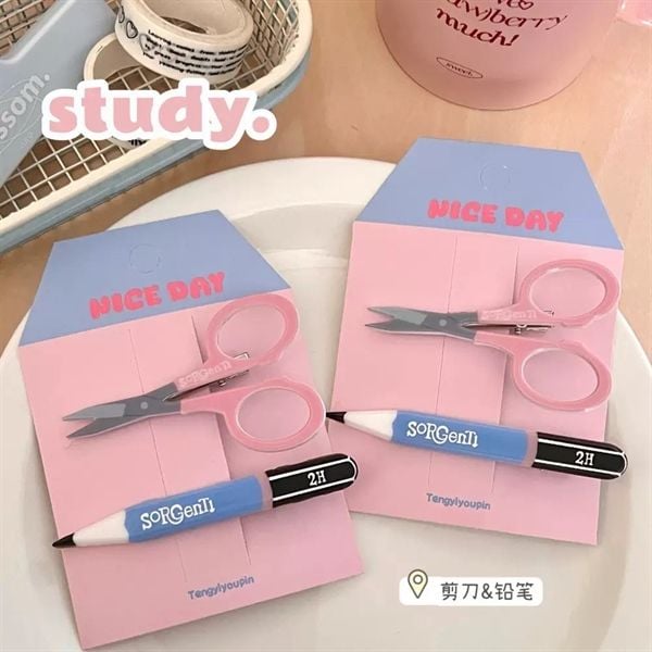  Set 2 kẹp kéo bút chì 