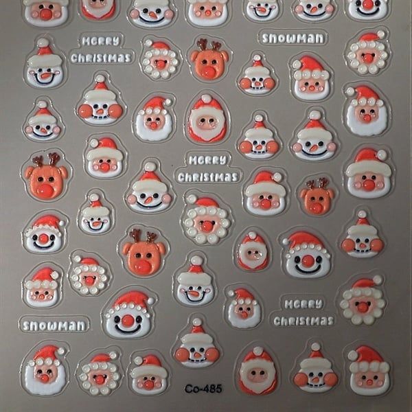  Sticker dán móng Ông già Noel tuần lộc mũi nổi 