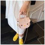  Túi da Hello Kitty đầu chibi quai xách 