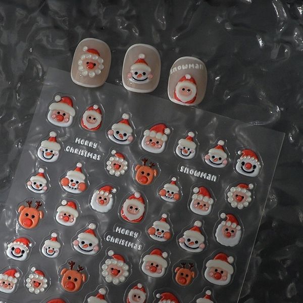  Sticker dán móng Ông già Noel tuần lộc mũi nổi 