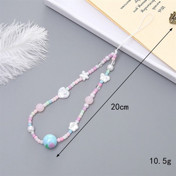  Dây charm đeo điện thoại ngọc tròn xanh tulip 