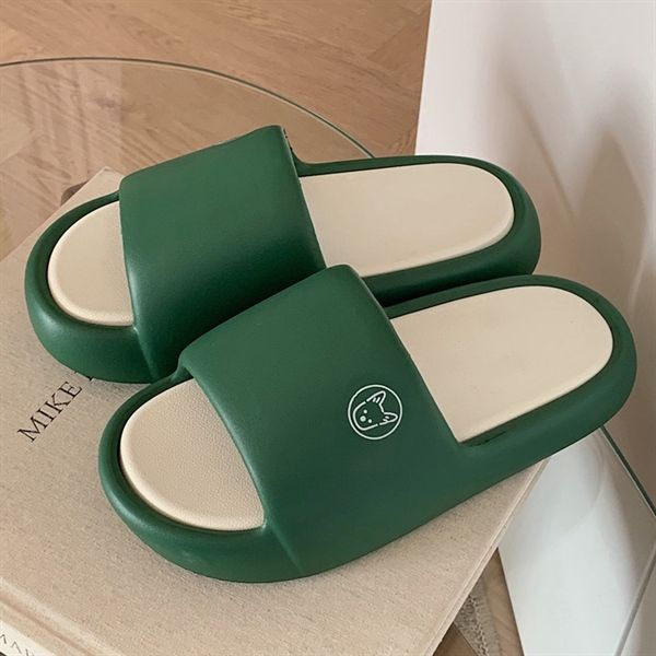  Dép quai ngang xanh trắng logo cún 