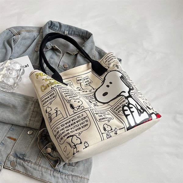  Túi tote cứng Snoopy trang truyện 