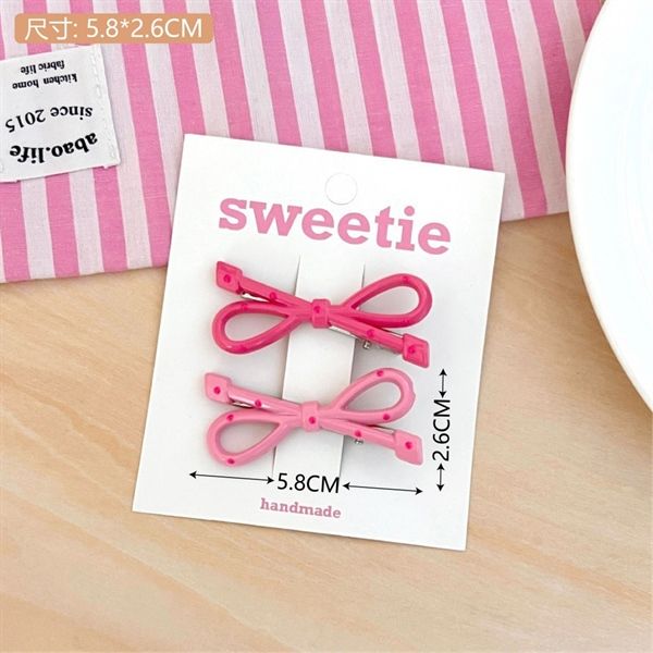  Set 2 kẹp tóc chấm bi hồng 
