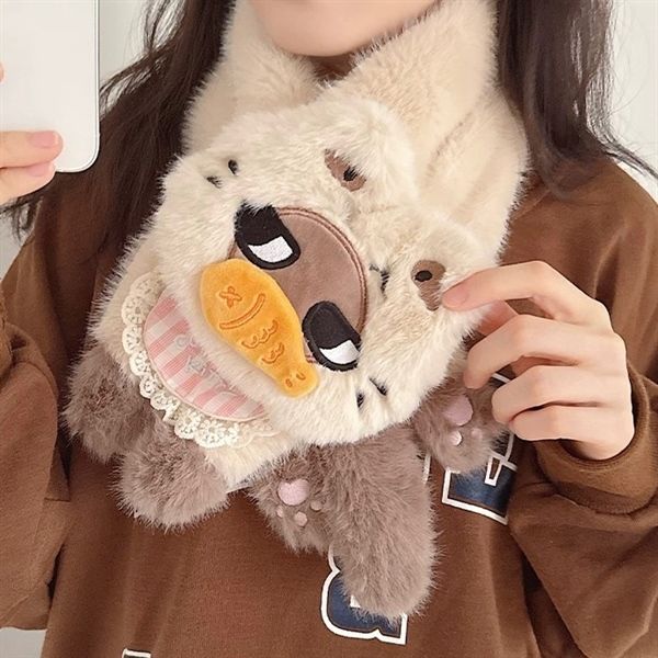  Khăn quàng bông mèo Azukisan ăn cá 