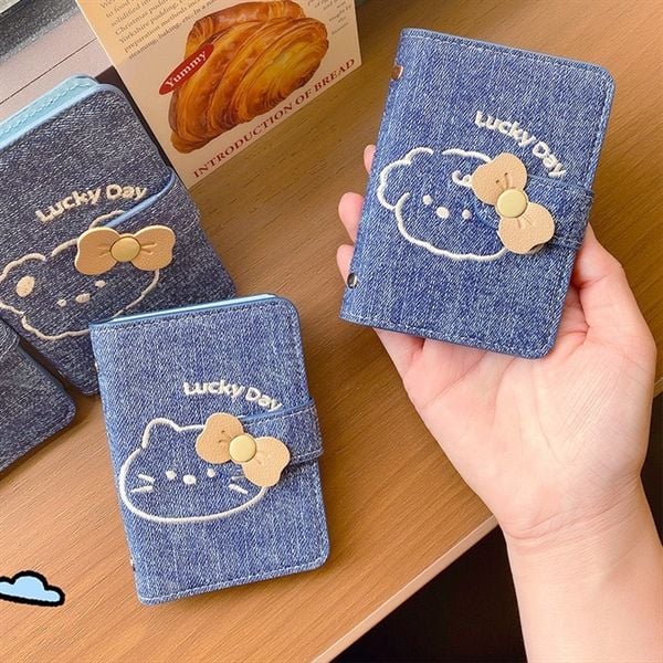  Ví kẹp thẻ da giả bò 