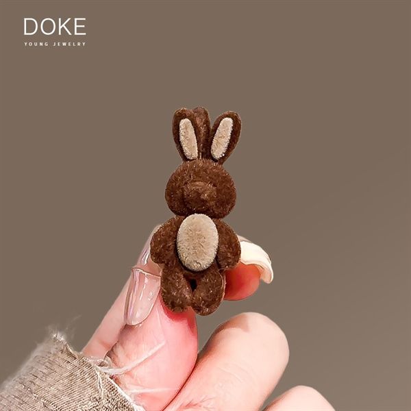  Kẹp tóc gấu thỏ lông nâu 