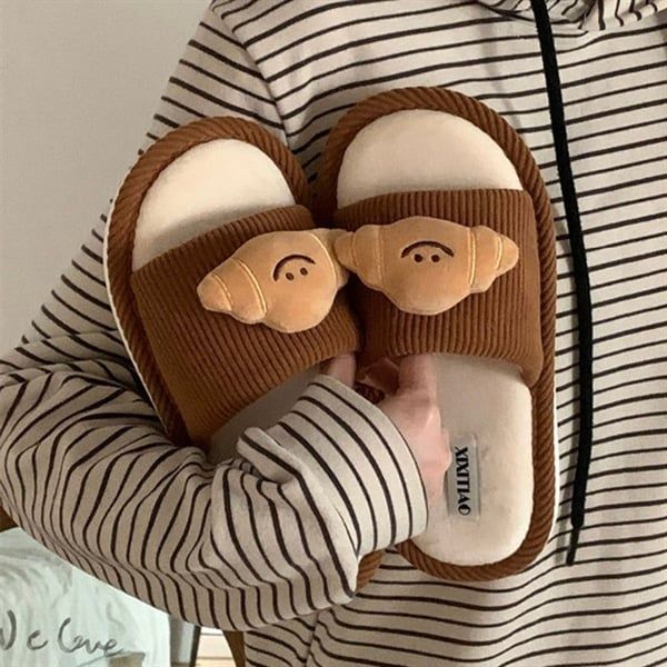  Dép bông quai ngang bánh sừng bò 