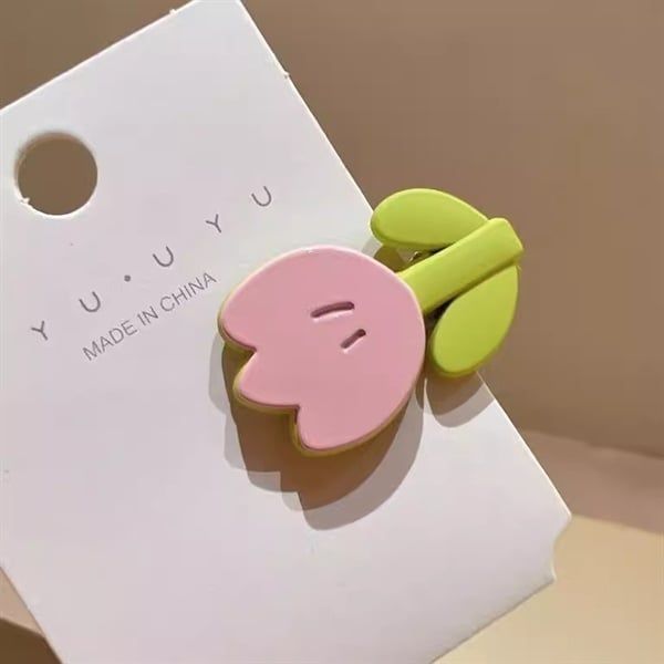  Kẹp tóc hoa tulip hồng xanh 