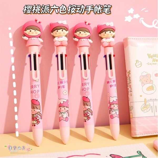  Bút 6 màu bé mũ hồng 