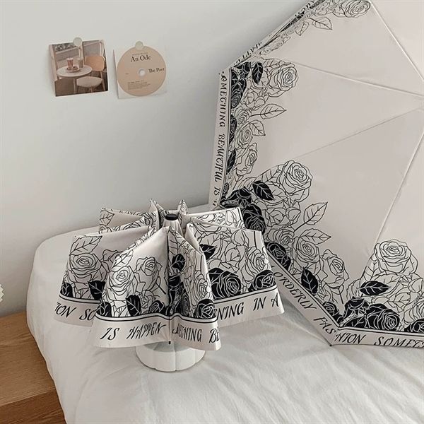  Ô gập gọn Hoa viền chữ trắng 