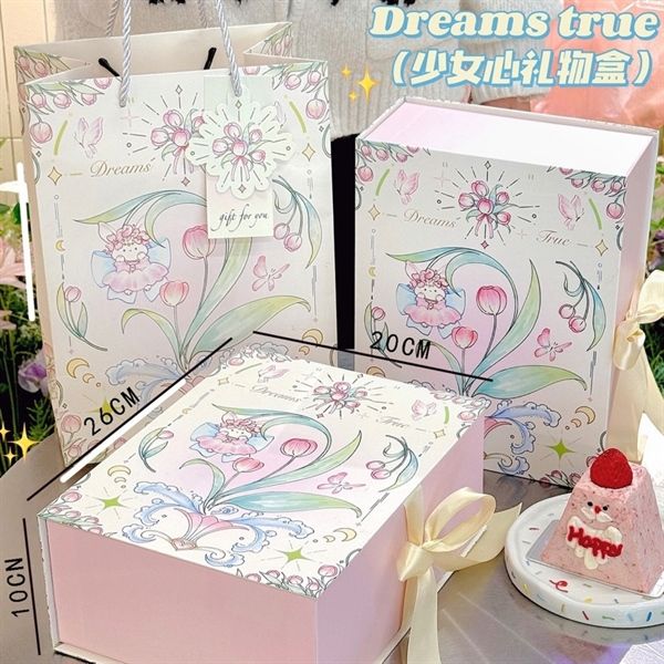  Hộp quà cứng thỏ hoa tulip 26x20x10cm 