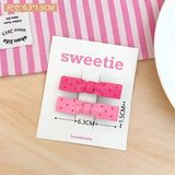  Set 2 kẹp tóc chấm bi hồng 