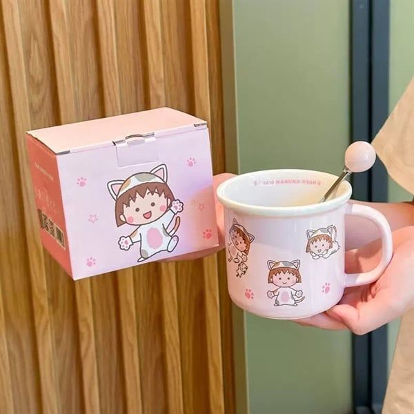  Cốc sứ Maruko + thìa cán tròn 340ml 