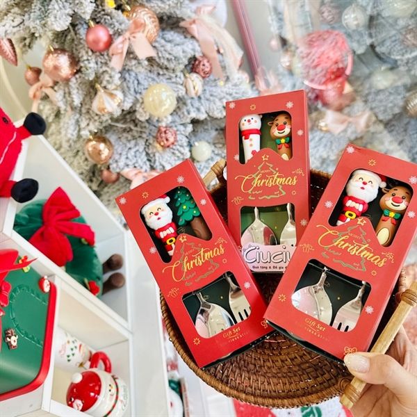  Set 2 thìa dĩa Giáng Sinh size to 