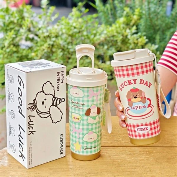  Cốc giữ nhiệt cún Good Luck 