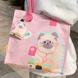  Túi tote cứng vuông kèm móc khoá 