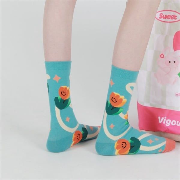  Tất DAMAHOOV hoa tulip 