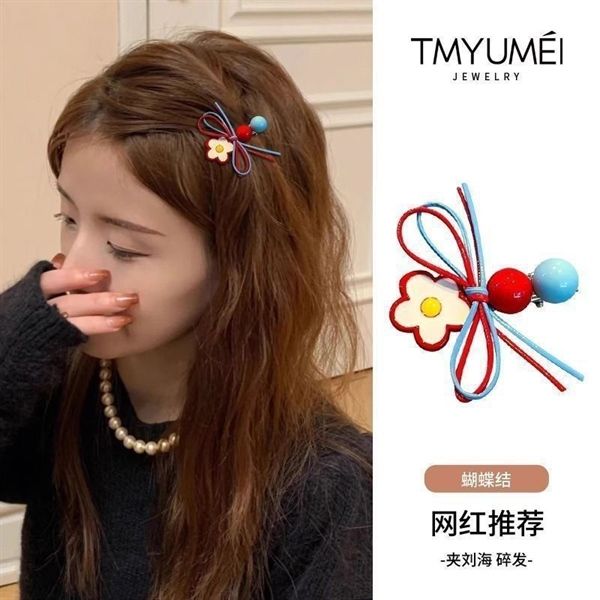  Kẹp tóc hoa nơ chấm tròn xanh đỏ nơ 